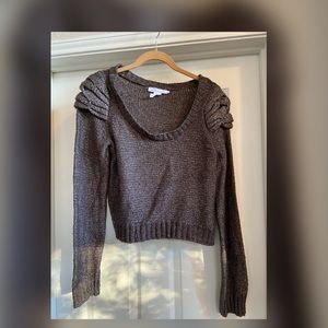 BCBG large crop sweater w/exaggerated shoulders